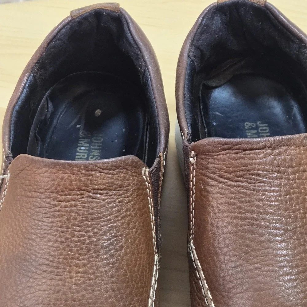 Johnston & Murphy Brown Leather Slip On Loafers Men's 8M Comfort Casual Shoe